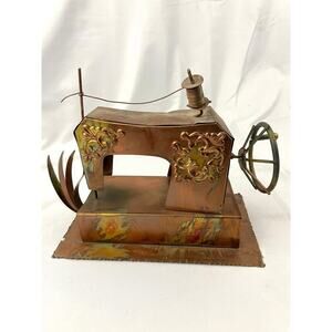 VTG Copper Metal Music Sewing Machine Music Box Made in Hong Kong
